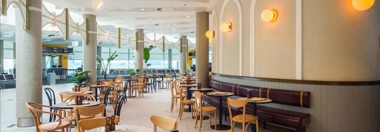Large Brisbane hospitality venue with painted interior, seating areas, feature walls and lighting
