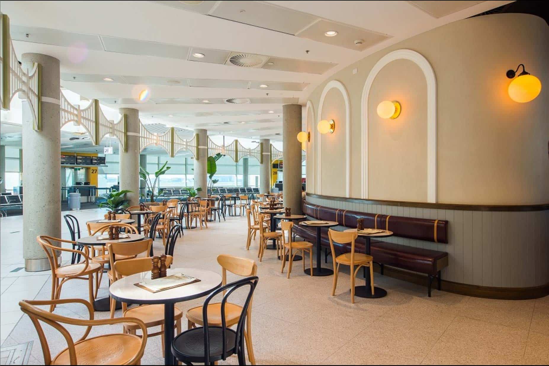 Large Brisbane hospitality venue with painted interior, seating areas, feature walls and lighting